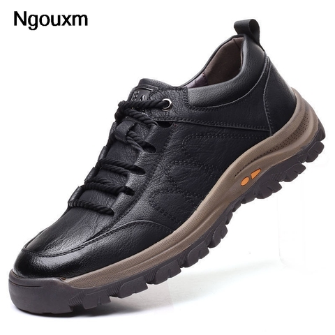Ngouxm Spring Autumn Winter Men Sneakers Casual PU Leather Lace-Up Flat With Plus Shoes Size 39-44 ► Photo 1/6
