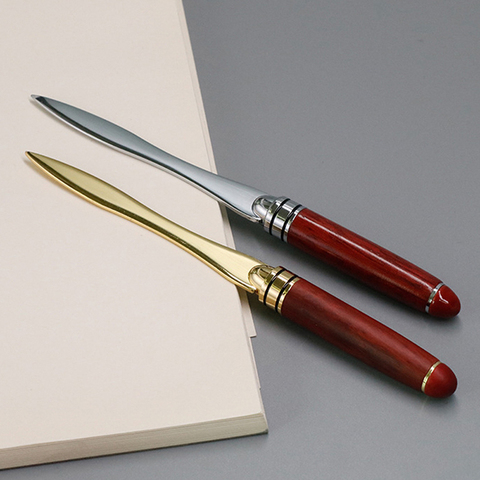 1pcs Wood Handle Letter Opener Stainless Steel cut paper Knife Split file envelopes ► Photo 1/6