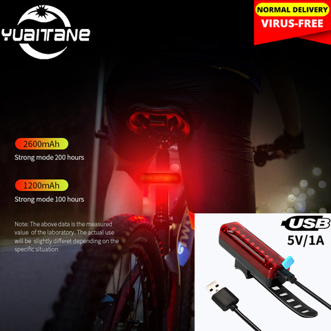 2600mAh Bicycle Light Bike Cycling Waterproof Taillight 9 LED Super Light With USB Rechargable Safety Night Riding Rear Light ► Photo 1/6