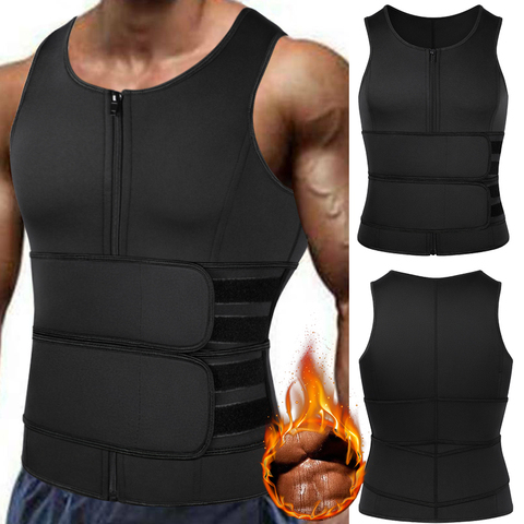 Sauna Waist Trainer Vest for Men Weight Loss Sweat Vest Double Tummy Control Trimmer Belts Neoprene Workout Upper Body Shaper ► Photo 1/6