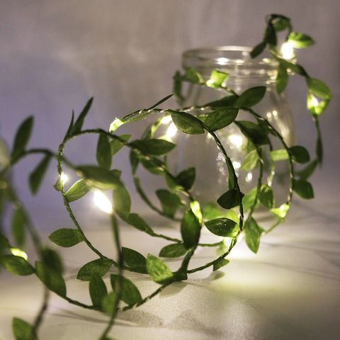 Leaf Garland Fairy String Lights 2M 3M 5M 10M Leaf Twine Copper Battery Operate Led String for Wedding Holiday Party Decoration ► Photo 1/6