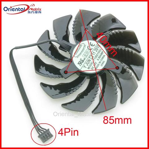 Free Shipping T129215SU DC12V 0.50A 85mm 40*40*40mm Fan For Gigabyte GTX1060 1070 1080 Mini ITX Graphics Card Cooling Fan 4Pin ► Photo 1/6