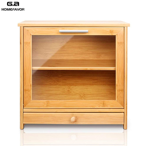 Bamboo Bread Box With Cutting Board Detachable Storage Bin Boxes Big Food Container Drawer Factory Customized Kitchen Organizer ► Photo 1/6