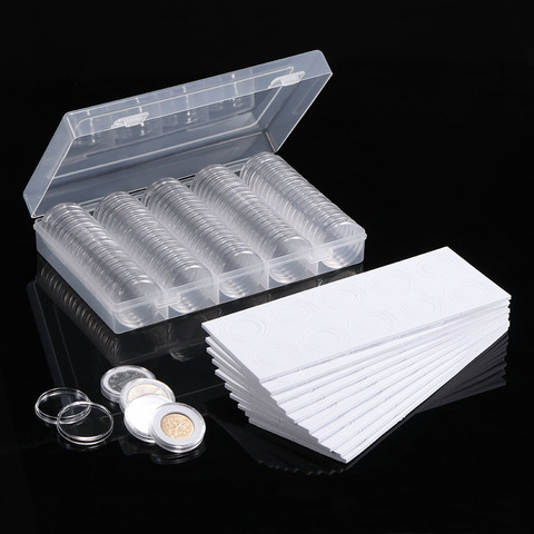 100Pcs/Lot Coin Holder Capsules Clear Case Box For Coin Collection Protector 17/20/25/27/30mm Coins Storage Box ► Photo 1/6