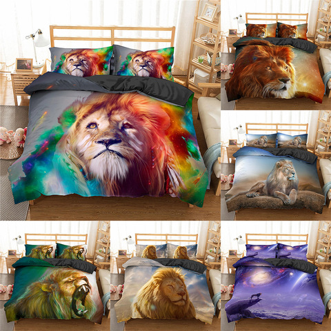 Homesky 3D Lion King Luxury Bedding Sets with Pillowcases Bed Linens set Comforter Bedding Sets Quilt / Duvet Cover Set 2/3 pcs ► Photo 1/6