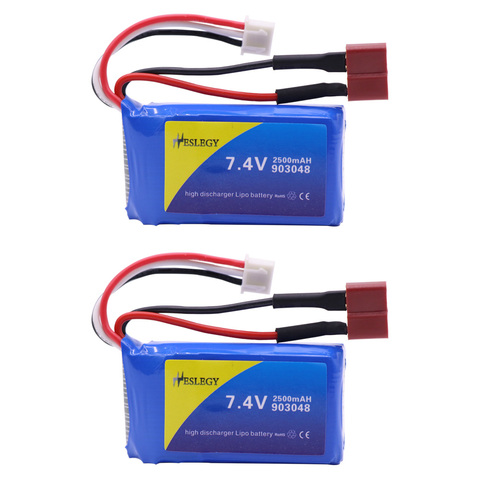 1-10PCS Battery For WLtoys A959-B A969-B A979-B K929-B RC toy Cars Drone Spare Parts 7.4V 2500mah lipo Battery T Plug for RC toy ► Photo 1/6