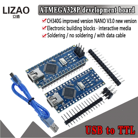 1PCS Promotion For arduino Nano 3.0 Atmega328 Controller Compatible Board WAVGAT Module PCB Development Board without USB V3.0 ► Photo 1/6