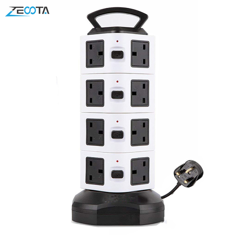 Vertical Power Strip Surge Protector Tower 2/3/4 Layer Outlet UK Electric Plug Socket USB Charger 3m Extention Cord Office Home ► Photo 1/6