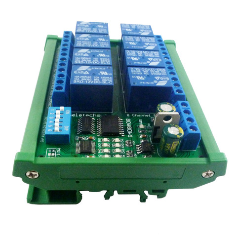 DC 12V 8 Channel RS485 Relay Module Modbus RTU UART Remote Control Switch DIN35 C45 Rail Box for PLC PTZ Camera Security Monito ► Photo 1/6