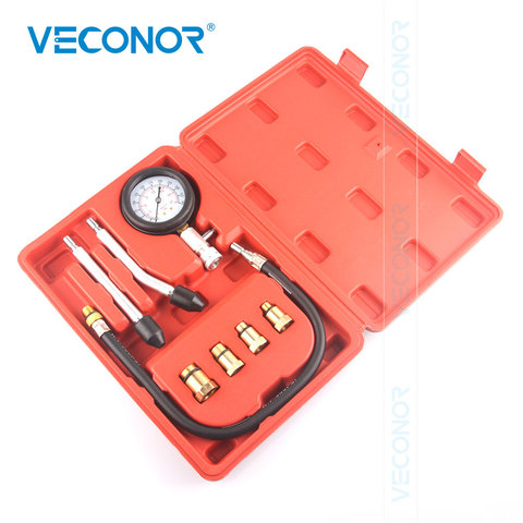 Petrol Engine Pressure Gauge Tester Set Compression Leakage Diagnostic Tool For Car Auto with Red Blow Molded Case ► Photo 1/6