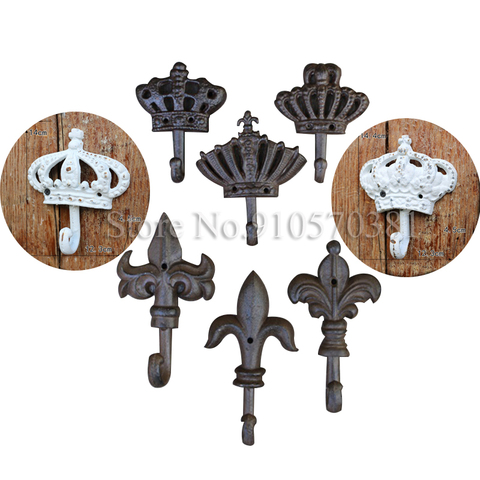 Retro European Crown Series Cast Iron Wrought Clothes Hook Coat Decorative Wall Decoration ► Photo 1/6