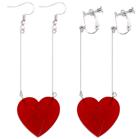 Anime JoJos Bizarre Adventure Kakyoin Noriaki Earrings No ear hole Pierre Polnareff Splice Heart Long Earrings Women Men Jewelry ► Photo 1/6