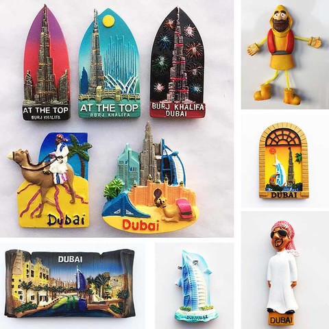 Dubai Tourist Souvenirs Fridge Magnets Khalifa Tower Saudi Arabia Refrigerator Commemorative Magnet Stickers Home Decoration ► Photo 1/6