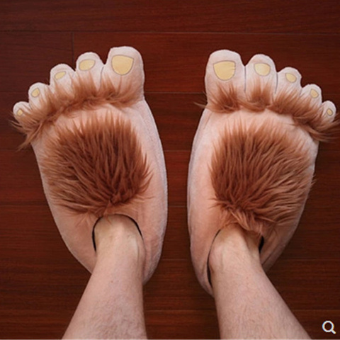 2022 Chunky Men Warm Paw Slippers Unisex Size 36-45 Creative Faux Fur Shoes Man Designer Bigfoot Indoor Shoes ► Photo 1/6