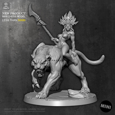 58mm Resin Figure Kits Jaguar horsewoman self-assembled TD-2297 ► Photo 1/4