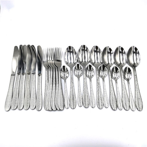 24pcs Fork Spoon Knife Set Silverware Cutlery Set Lunch Tableware Set 18/10 Stainless Steel Dinnerware Dinner Set Holiday Gift ► Photo 1/6