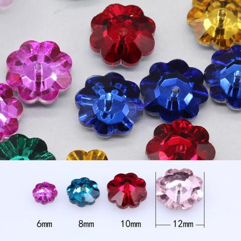 6,8,10,12 mm More Colors Plum Flower Shape Sew On Rhinestones Pointback Sew-on Stone Crystals Strass For Garment Decoration ► Photo 1/3