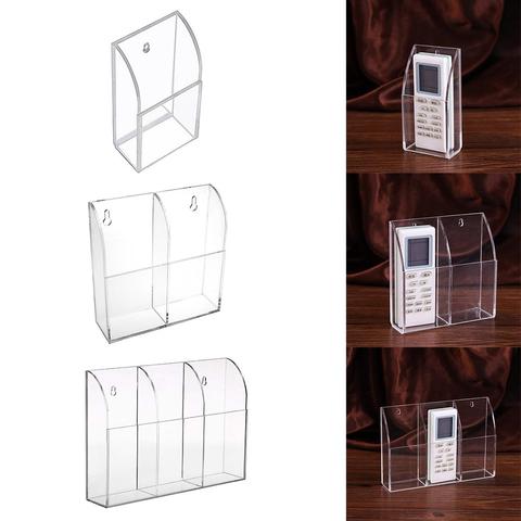 1/2/3-grid Transparent Acrylic Remote Control Storage Box Wall Hanging Makeup Brush Holder Stationery Cosmetic Organizer ► Photo 1/6