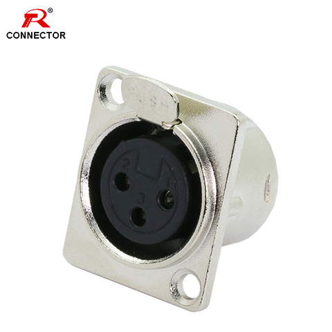 1pc 3Pins XLR connector, Female Jack Socket, Panel Mounted type, Chassis Square Shape, Metal housing ► Photo 1/5