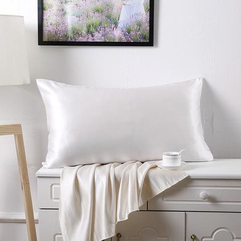 100% Mulberry Silk Two Sides Silk Pillowcase Charmeuse Satin Pillow Cover Invisiable Zipper Closure ► Photo 1/2