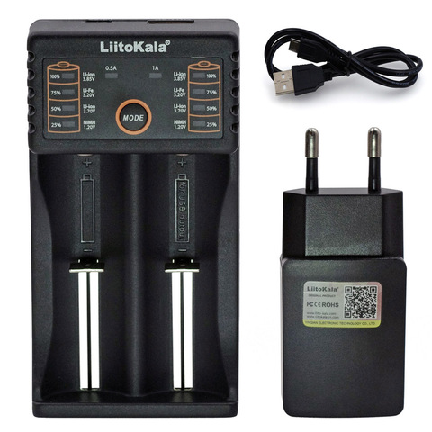 Liitokala Lii402 Lii202 Lii100 LiiS1 18650 Charger 1.2V 3.7V 3.2V AA/AAA 26650 NiMH li-ion battery Smart Charger 5V 2A EU Plug ► Photo 1/6