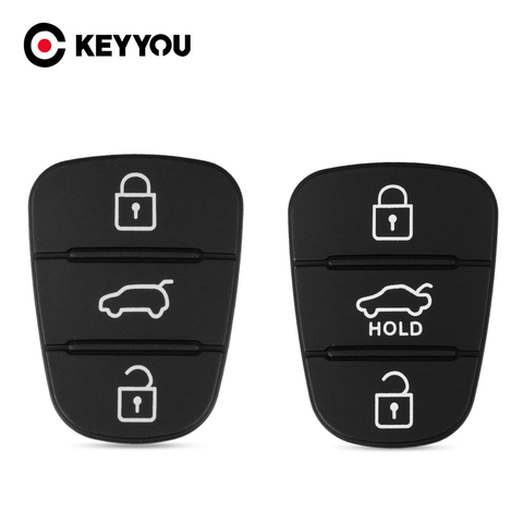 KEYYOU Key Fob Case Rubber Pad For Hyundai IX35 I30 Tucson l10 l20 l30 Kia Rio Accent K2 K5 Rio Sportage Flip Key 3 Buttons ► Photo 1/6