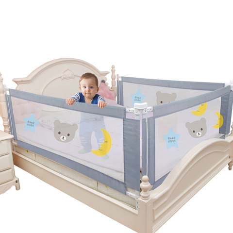 Children's bed barrier fence safety guardrail security foldable baby home playpen on bed fencing gate crib adjustable kids rails ► Photo 1/6