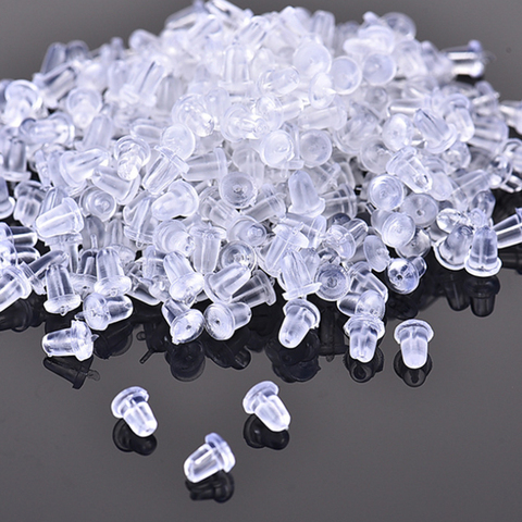 300pcs/lot Ear Plug Clear Soft Silicone Rubber Earring Backs Safety Bullet Stopper Rubber DIY Jewelry Making Accessories Supplie ► Photo 1/5