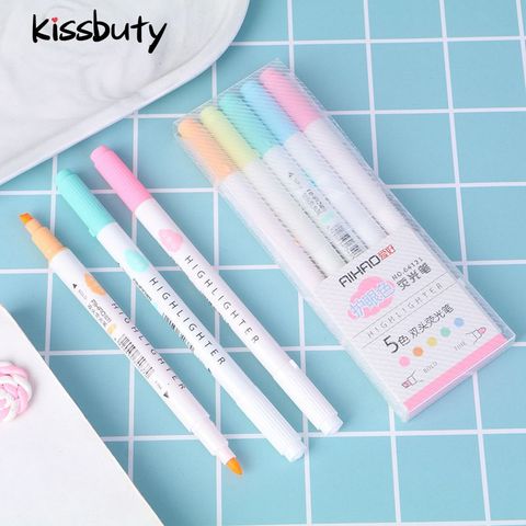 5 color/Set Eye Color Dual Bold Fine Tip Milkliner Colorful Candy Color Highlighters Promotional Art Markers Gift Stationery ► Photo 1/5