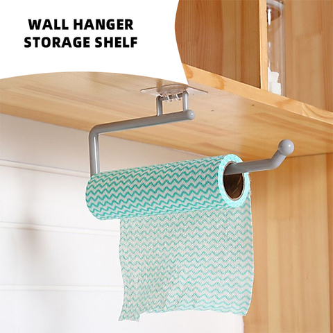 Kitchen Paper Roll Holder Towel Hanger Rack Bar Cabinet Rag Hanging Holder Shelf
