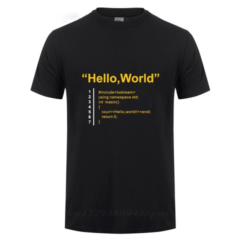 Hello World T Shirt Father's Day Present Funny Birthday Gift For Dad Men Husband Boyfriend Geek Team Programmer Cotton T-Shirt ► Photo 1/6