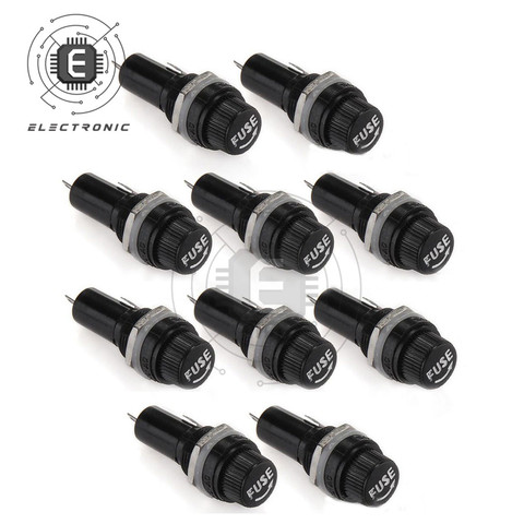 10Pcs 5x20mm Fuse Holders 5x20 mm Black Insurance Tube Socket Fuse Holder 10A 250V AC 15A 125V AC For 5*20MM Insurance Panel ► Photo 1/6