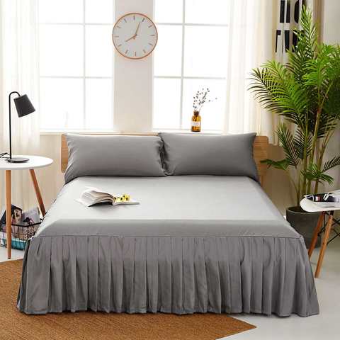 Solid Color Polyester Bedspread Fitted Sheet Cover Soft Non-Slip King Queen Bed Skirt Twin Full Queen King ► Photo 1/5