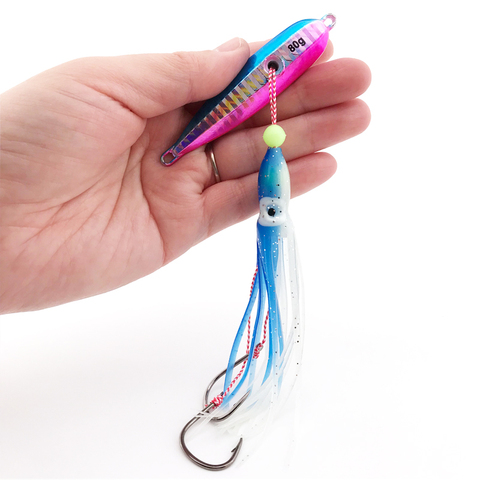 Bottomship inchiku Squid Octopus lure Metal slow jig head with skirts hook 40g 60g 80g Sinking saltwater fishing lure Hard bait ► Photo 1/6