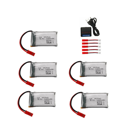 952540 3.7V 1000mAh Lipo 1S Battery With USB Charger Set For HQ898B H11D H11C H11WH T64 T04 T05 F28 F29 T56 T57 RC Drone Parts ► Photo 1/4