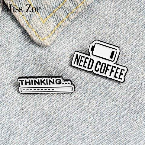 Coffee Mind Enamel Pin Thinking Progress Bar Badge Coffee Life Brooch Custom Lapel pin Shirt Bag Simple Jewelry Gift for friend ► Photo 1/6