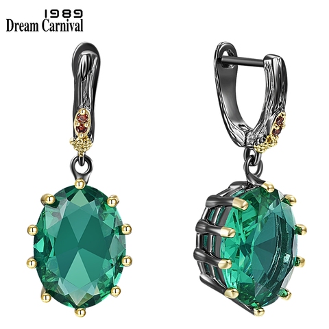 DreamCarnival1989 Big Green Drop Earrings for Women Delicate Fine Cut Dazzling Cubic Zircon Bridal Jewelry Hot Selling WE4034 ► Photo 1/6