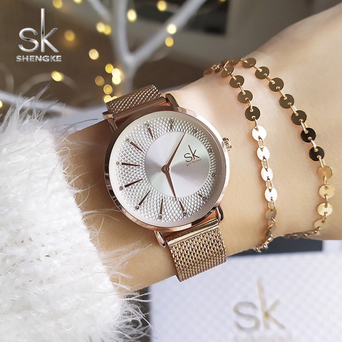 SHENGKE SK Women Watch Top Brand Luxury 2022 Rose Gold Women Bracelet Watch For Ladies Wrist Watch Montre Femme Relogio Feminino ► Photo 1/6