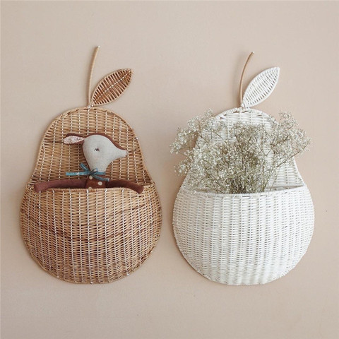 Rattan Apple/Pear Shape Storage Basket Handmade Fruit Organizer Wicker Organizer Baby Room Nursery/Homestay Decoration ► Photo 1/6