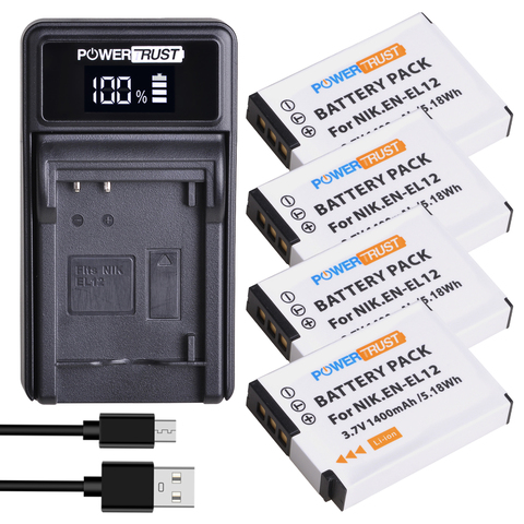 EN-EL12 ENEL12 Battery and LED USB Charger for Nikon Coolpix AW100 AW100s AW110 AW110s AW120 P330 P340 S310 S70 S610 S620 S630 ► Photo 1/6