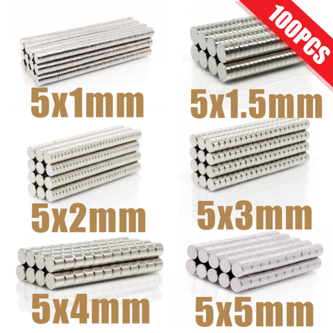 100Pcs Mini Small N35 Round Magnet 5x1 5x1.5 5x2 5x3 5x4 5x5 mm Neodymium Magnet Permanent NdFeB Super Strong Powerful Magnets ► Photo 1/6