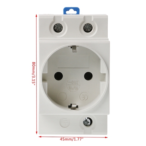 EU Type 35mm DIN Rail Mount AC Power Socket 16A 250V AC Connector Y98E ► Photo 1/5