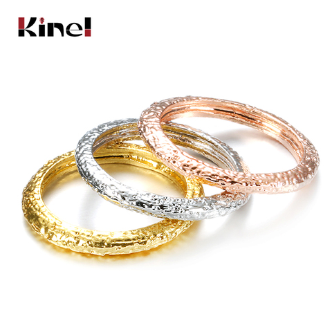 Kinel Luxury 3pcs/Sets Minimalist Style Ring Fashion Gold Color Wedding Party Ring Set For Women Vintage Jewelry Drop Shipping ► Photo 1/6