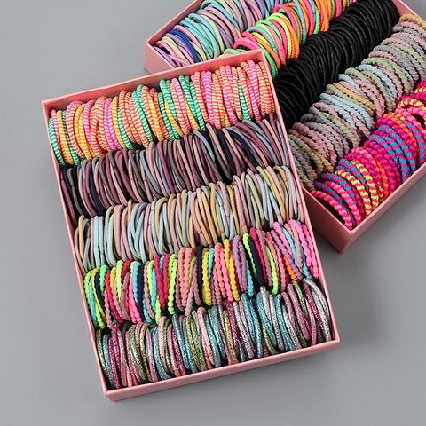 New 100pcs/lot Hair bands Girl Candy Color Elastic Rubber Band Hair band Child Baby Headband Scrunchie Hair Accessories for hair ► Photo 1/6