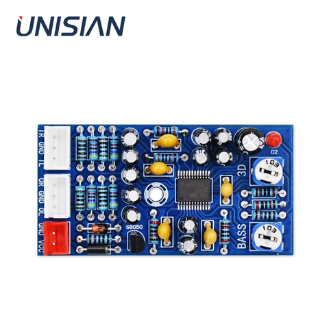 UNISIAN JRC2706 Audio PreAmplifier 3D Sound Reverb Board Bass Control Tone Board Subwoofer Processor Preamp DC12-24V ► Photo 1/4