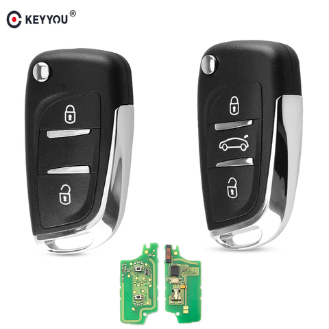 KEYYOU For Peugeot 307 308 408 407 3008 Partner HCA/VA2 Blade Modified Remote Key 433MHz ASK 2/3 Buttons Car Key CE0523 ID46 ► Photo 1/6