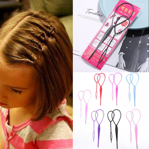 Popular 1SET Ponytail Creator Plastic Loop Styling Tools Black Topsy Pony Topsy Tail Clip Hair Braid Maker Styling Tool Fashion ► Photo 1/6