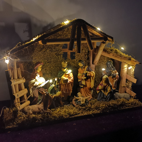Nativity Scene Baby Jesus Manger Christmas Crib Figurines Miniatures Ornament Church Christmas Gift Home Decor ► Photo 1/6