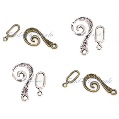 10 Sets Vortical Snail Swirl Tibetan Antique Silver Toggle Clasps for Jewelry Making Bracelet Hooks Connectors ► Photo 1/6