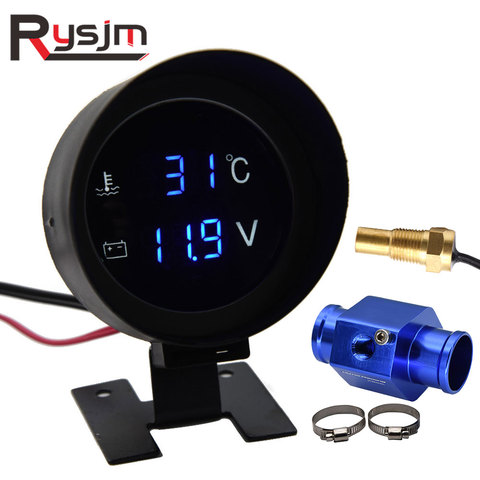 H Car Digital Led Water Temperature Gauge -10-110 Celsius With Water Temp Joint Pipe Sensor 10MM Adapter 1/8NPT Voltmeter 2 IN 1 ► Photo 1/6